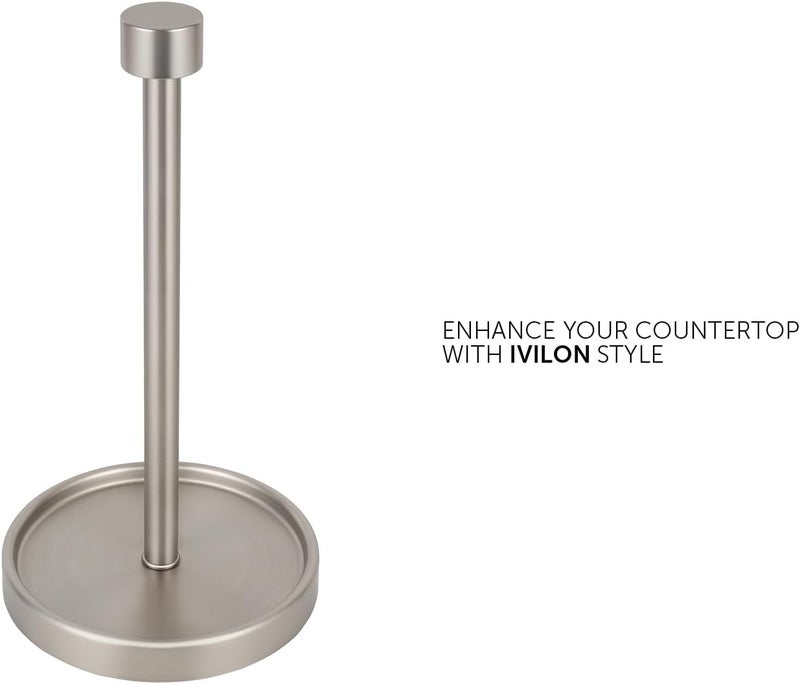 Ivilon Countertop Paper Towel Holder - Modern End Cap Minimalist Design - Color Brushed Nickel - Image 1